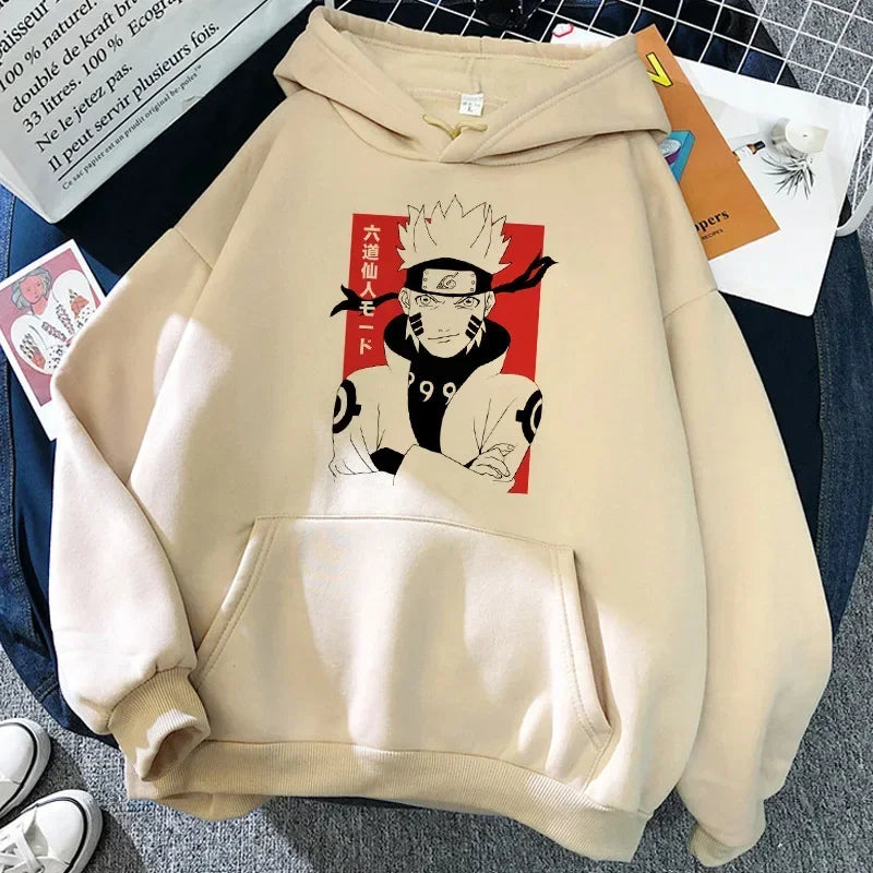 Anime Naruto Akatsuki Graphic Oversized Hoodie – Harajuku Casual Pullover Sweatshirt for Women 5