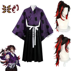 Anime Demon Slayer Kokushibo Cosplay Costume – Kimono & Wig Set