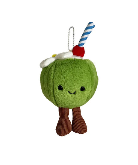 New 16cm Cute Coconut Plush Toy Soft Stuffed Doll With Straw Flower Tiny Legs Bag Pendant Keychain Ideal Gift For Girls