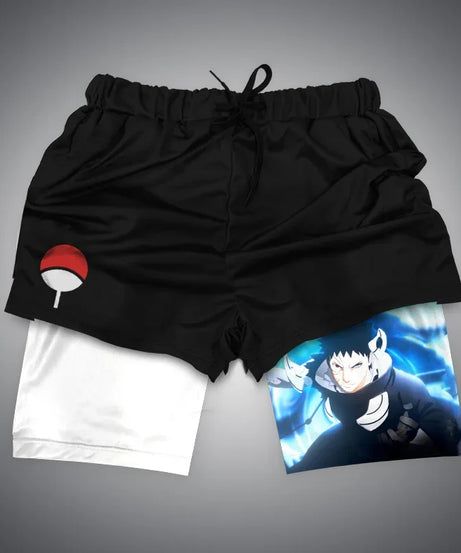 One Piece x Naruto x Dragon Ball 2-in-1 Men’s Gym Shorts – Quick-Dry & Breathable Sportswear