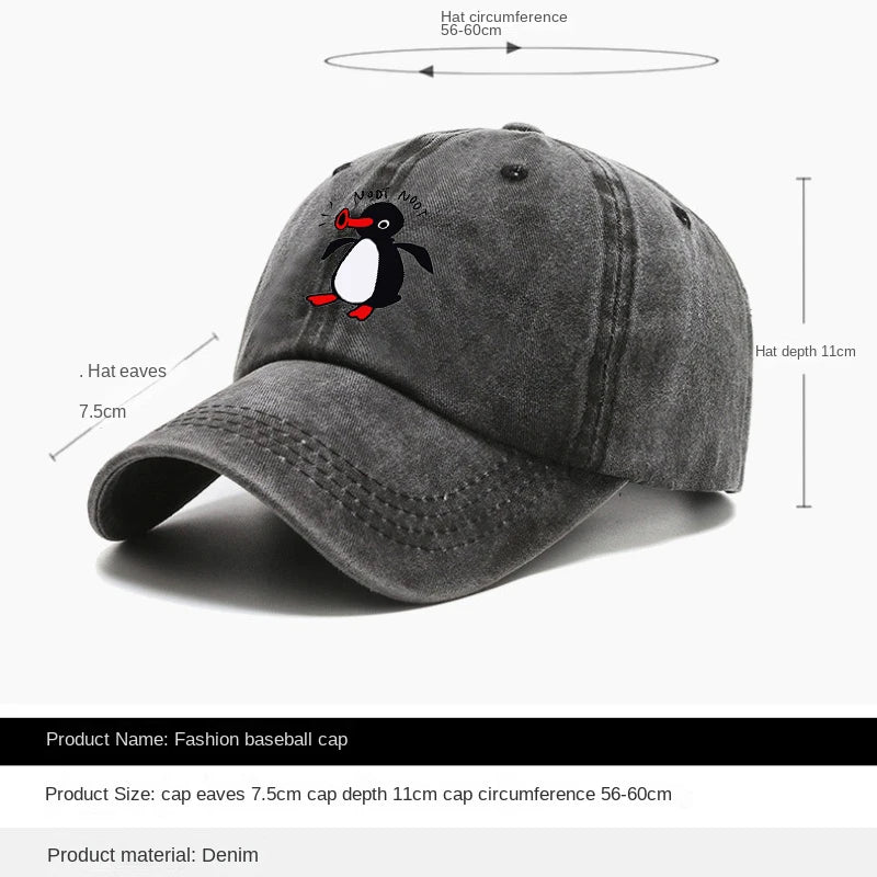 Noot Baseball Cap Men High Quality Washed Cotton Women  Sun Protection Visor Snapback Penguin TV Spring Summer Sun Hat Wholesale