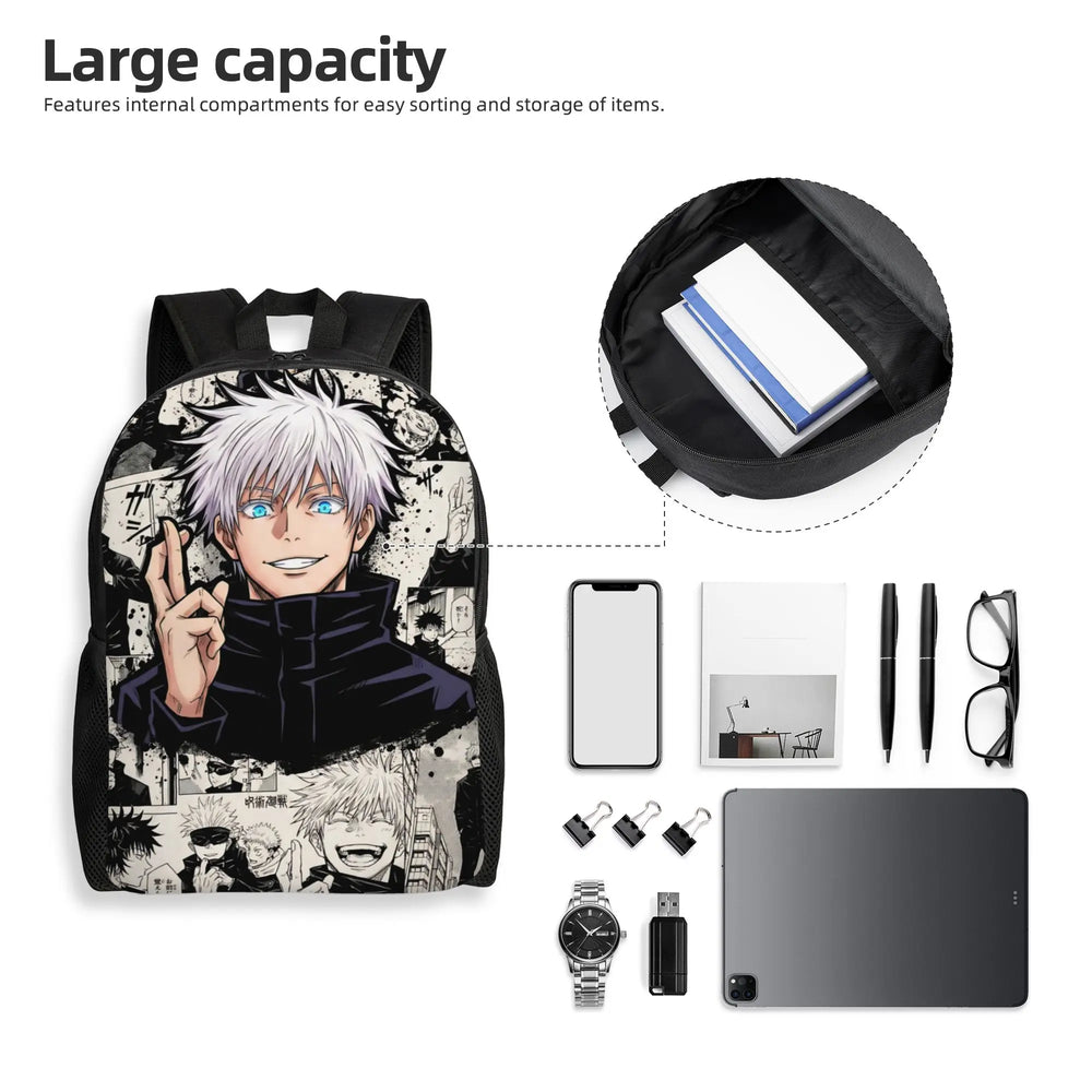 Anime Jujutsu Kaisen Gojo Satoru Retro Print Backpack – Casual School Rucksack & Travel Bag 4