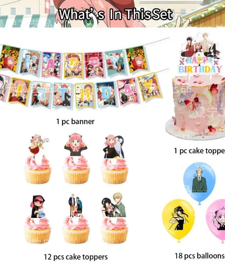 Spy X Family Birthday Decoration Foil Balloon Disposable Tableware Set Anya Yor Forger Twilight for Kids Birthday Party Supplies