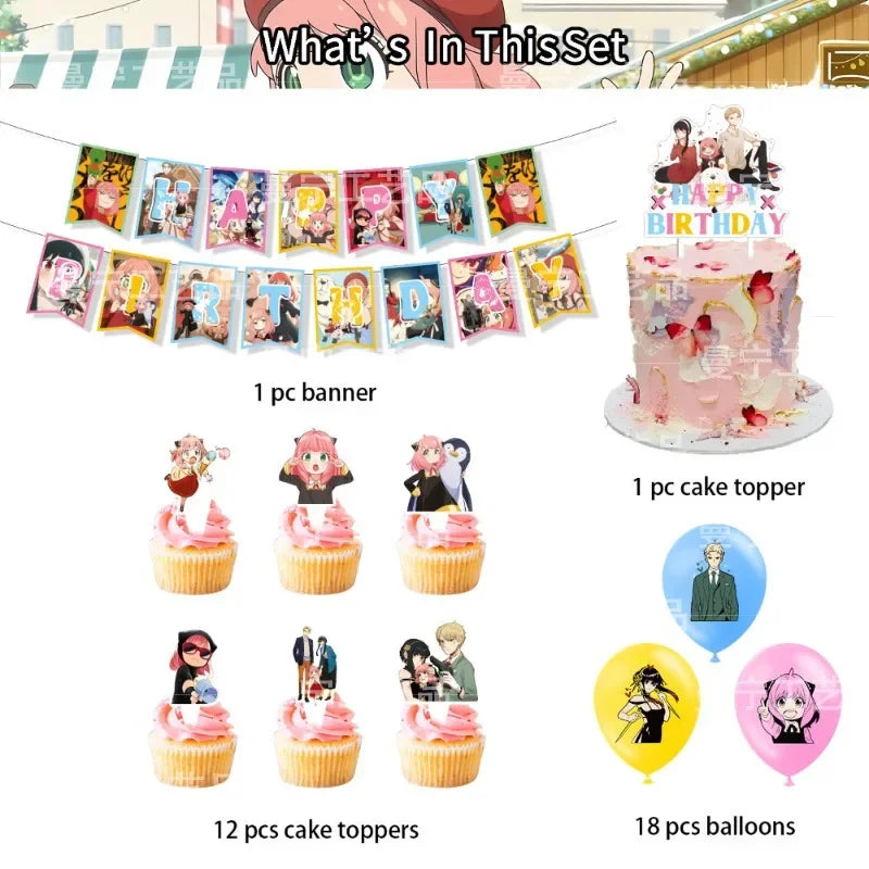 Spy X Family Birthday Decoration Foil Balloon Disposable Tableware Set Anya Yor Forger Twilight for Kids Birthday Party Supplies