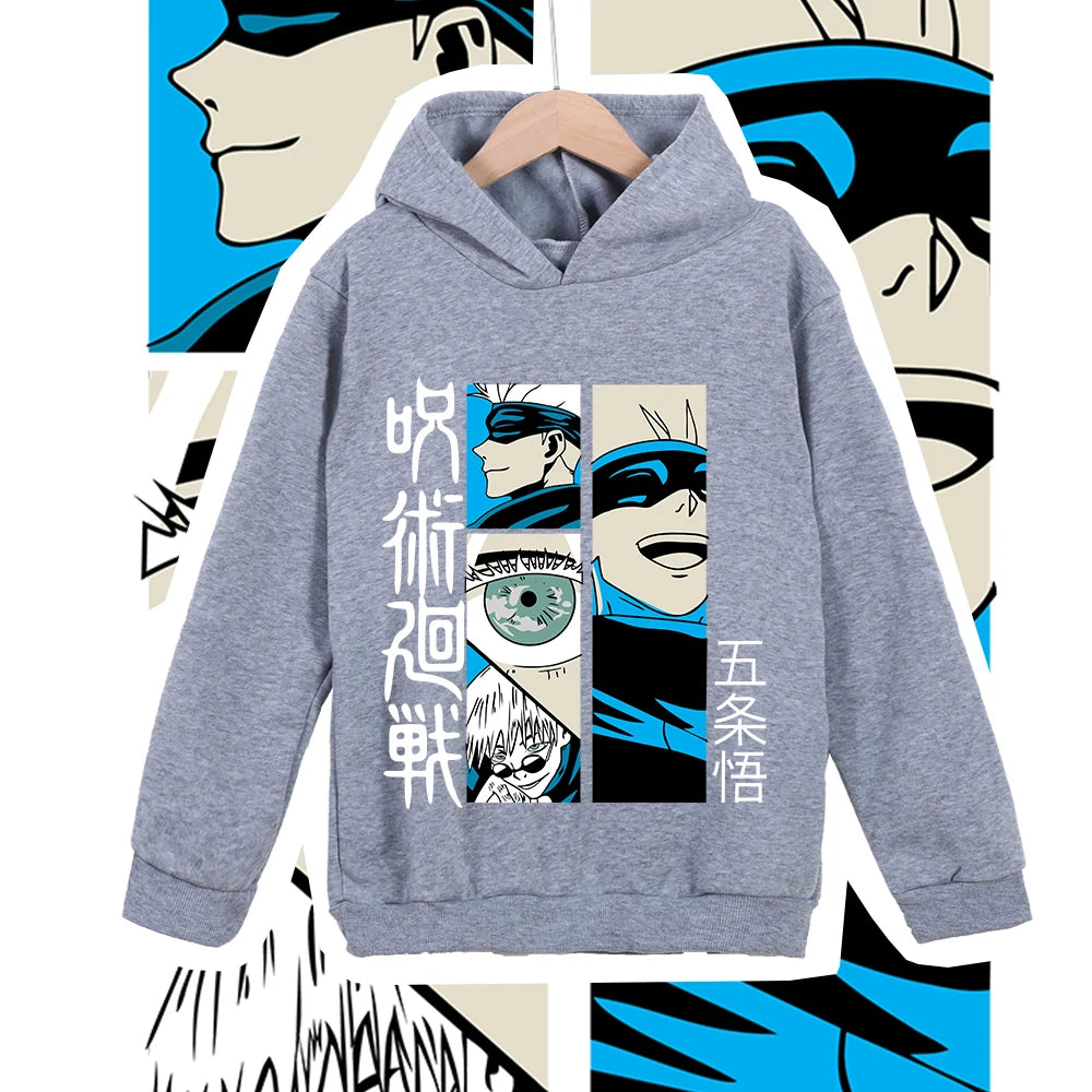 Jujutsu Kaisen Satoru Gojo Kids Anime Hooded Sweatshirt – Children's Cosplay Pullover 3