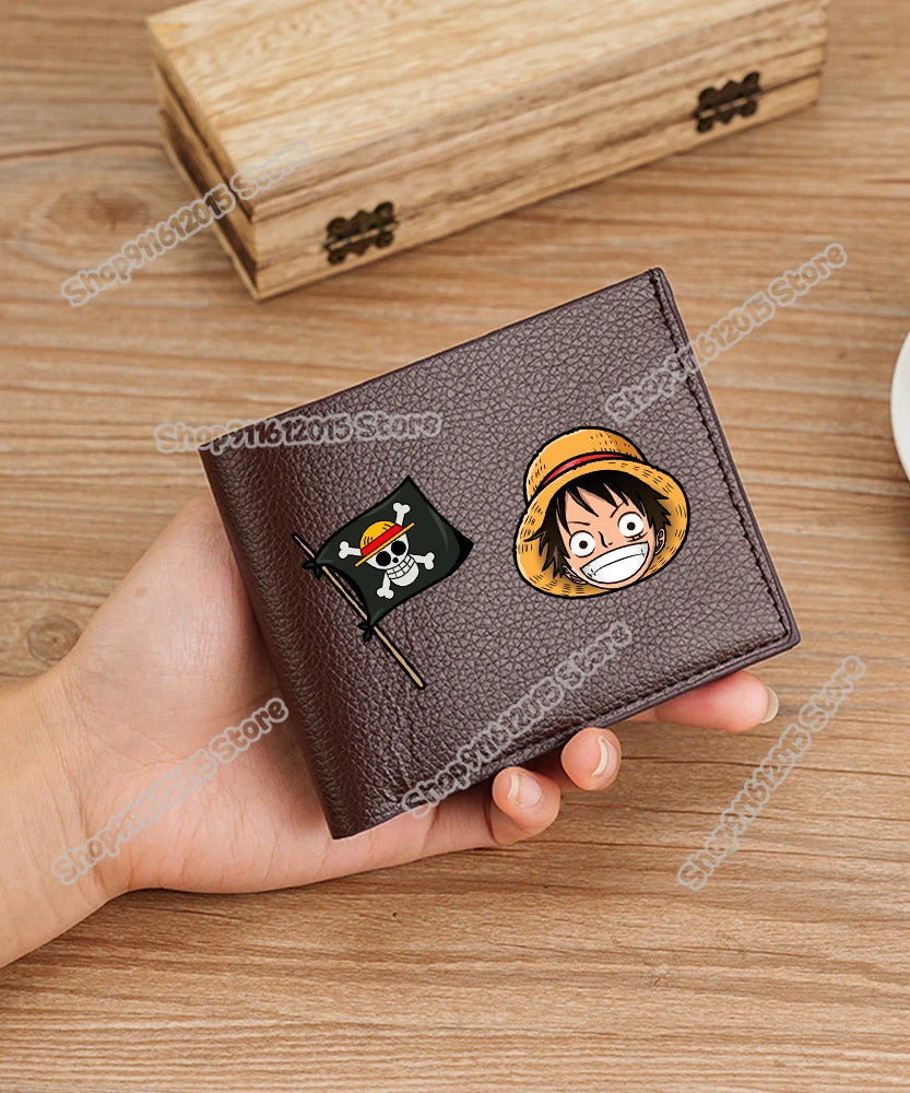 One Piece Pu Leather Wallet for Men Foldable Short Wallets Luffy Zoro Chopper Coin Purse Man Multi-slot Credit ID Card Holder