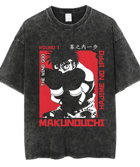 Mens Wash Tshirt Anime Hajime No Ippo T-shirt Hip Hop Street Harajuku Kamogawa Boxing Gym KBG Print Cotton Breathable Top Tee