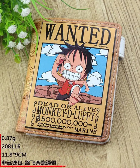 Anime One Piece Figure Wallet Luffy Purse Zoro Ace Bounty Order Skeleton Pattern Pu Kawaii Wallet Card Holder Purse