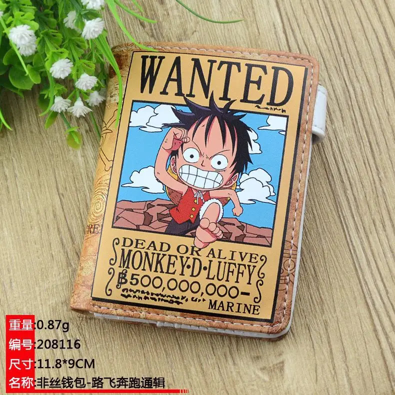 Anime One Piece Figure Wallet Luffy Purse Zoro Ace Bounty Order Skeleton Pattern Pu Kawaii Wallet Card Holder Purse