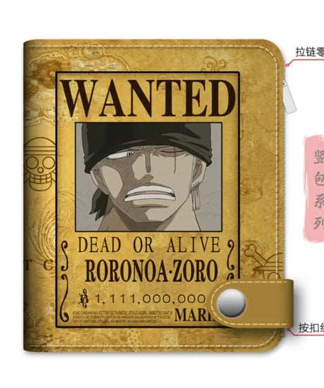 Anime One Piece Figure Wallet Luffy Purse Zoro Ace Bounty Order Skeleton Pattern Pu Kawaii Wallet Card Holder Purse
