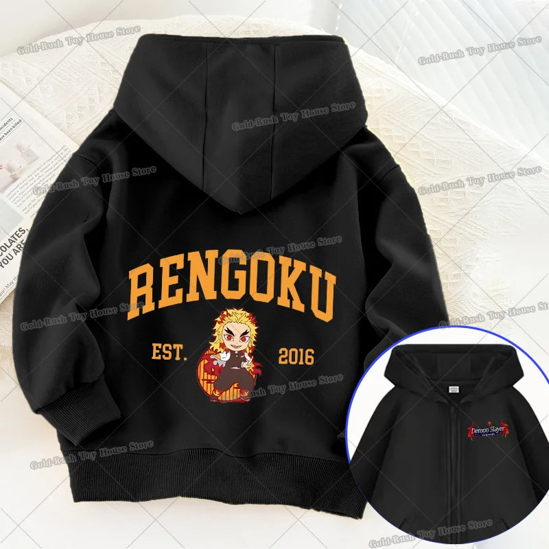 Demon Slayer Shinobu Graphic Kids Zip Up Hoodie Boys Girls Anime Lightweight Jacket 8