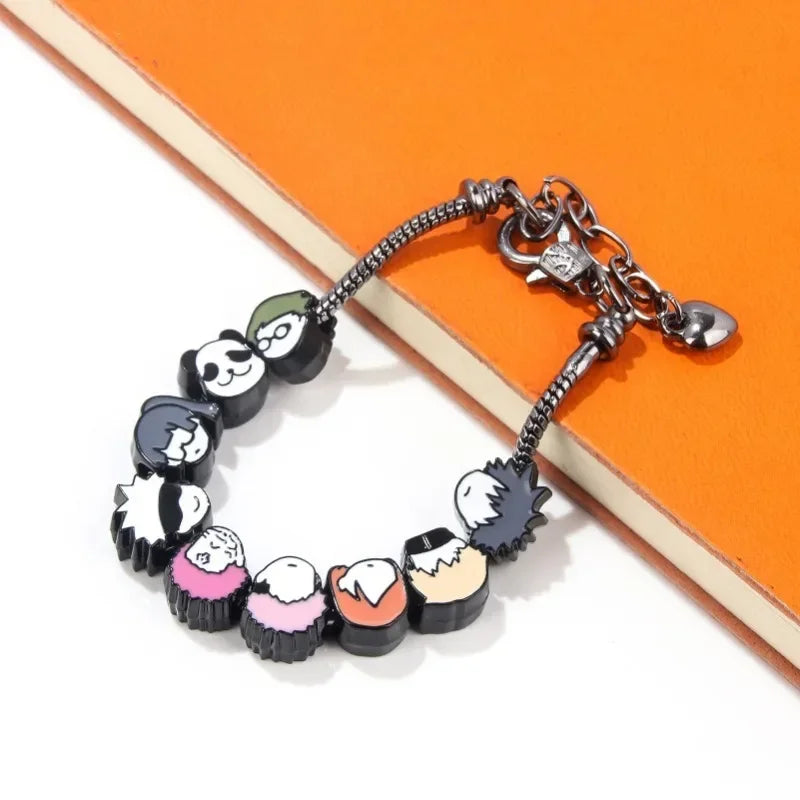 Anime Cute Metal Jujutsu Kaisen DIY Bracelet Fushiguro Megumi Yuji Pendant Detachable Bracelet Fans Cosplay Gift Jewelry