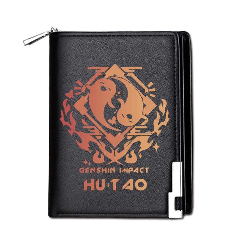 Genshin Impact Mondstadt Anime Peripheral New Zipper PU Wallet Handsome Personality Boy Print Coin Purse Short Card Pack Holiday