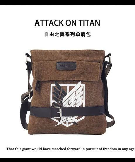 Anime Attack on Titan Print Canvas Bag Crossbody Bag Cosplay Vintage Shoulder Bags High Quality Bags for Men Women