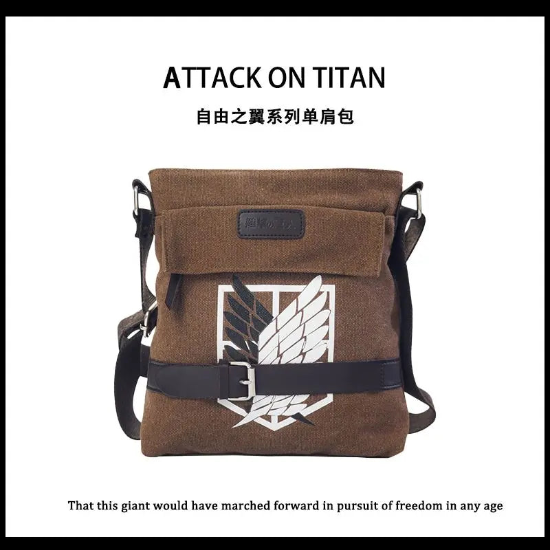 Anime Attack on Titan Print Canvas Bag Crossbody Bag Cosplay Vintage Shoulder Bags High Quality Bags for Men Women