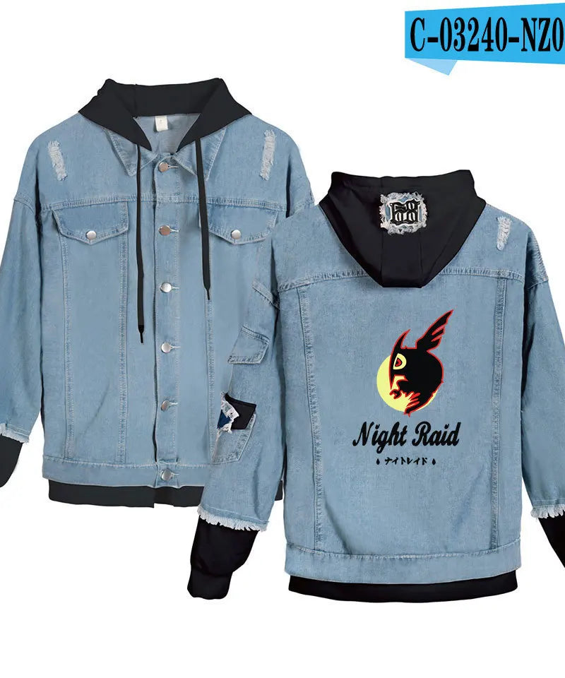 ONE PIECE Anime Chooper Denim Bomber Jacket Hooded Sweatshirt Unisex Ripped Hole Cosplay Hoodie Long-Sleeved Denim Jacket Gift