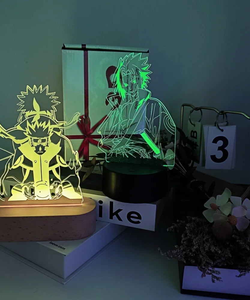 Action Figures Uzumaki Naruto Uchiha Sasuke Led Lights Touch Lamp Bed Side Table Room Usb Small Rgb Bedroom Gifts for Boyfriend