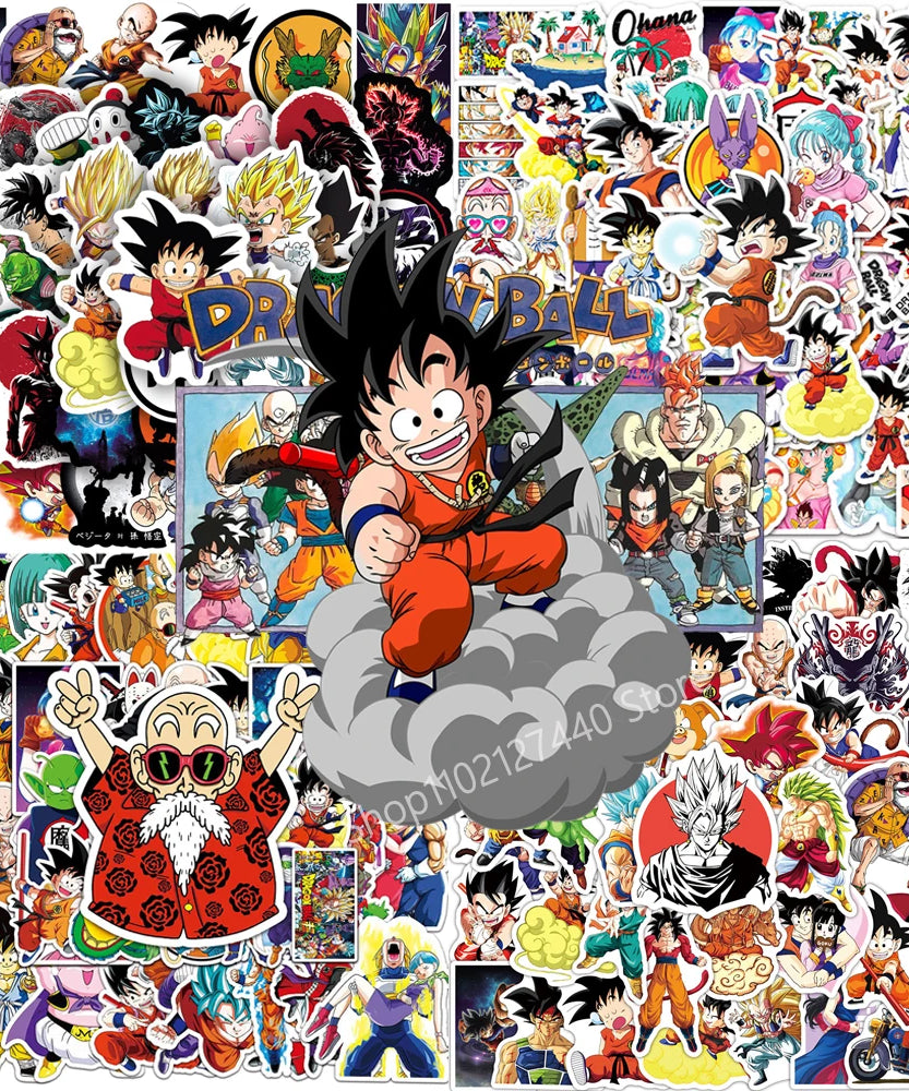 50/100pcs Cartoon Dragon Ball Anime Stickers Decals Skateboard Laptop Motorcycle Cool Graffiti Waterproof Sticker for Kids Toys