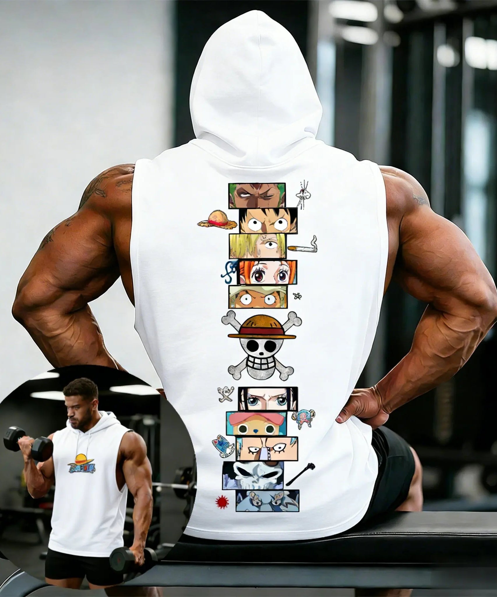 One Piece Anime Hoodie Sleeveless Shirt Men Tank Top Muscle Gym Vest Graphic Print Streetwear Loose Casual Tops Summer New