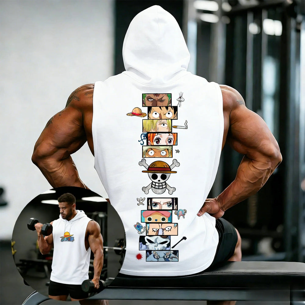 One Piece Graphic Tank Top — Sleeveless Gym Vest