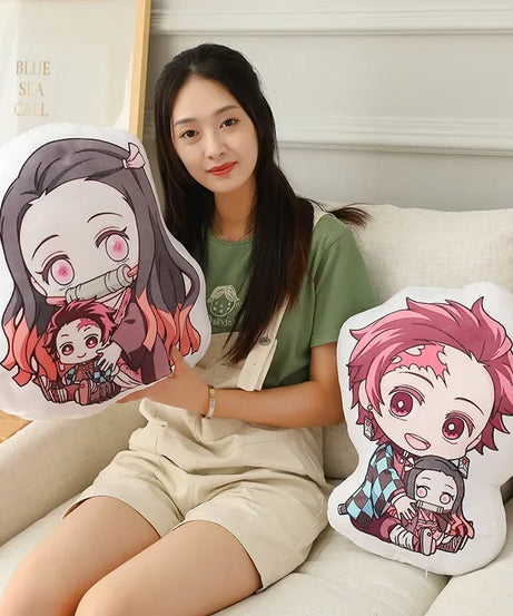 Hot Kawaii Demon Slayer Nezuko Cuddly Toy Anime Tanjirou Pillows Doll Cute Shinobu Sofa Cushions Doll Pendants 12CM