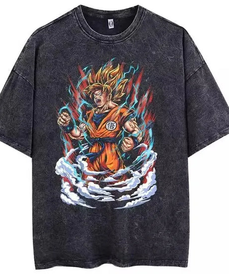 Vintage Washed Dragon Ball Tee – Streetwear Anime T-Shirt