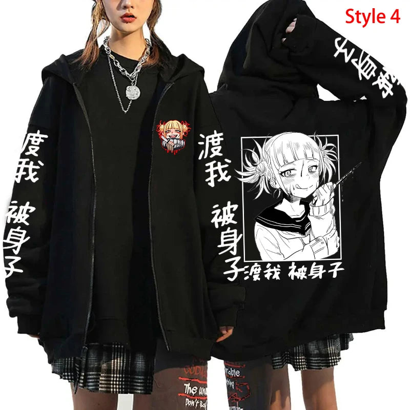 My Hero Academia Himiko Toga Graphic Zip-Up Hoodie Harajuku Streetwear 2
