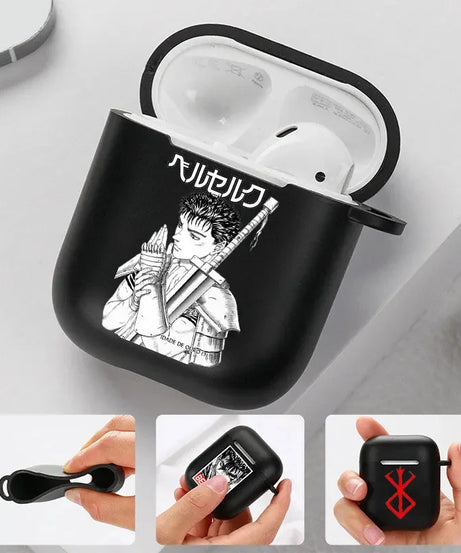 anime Berserk Guts Zodd Earphone Case For AirPods4 1 2 3 Pro Black Soft silicone wireless Bluetooth headphone case