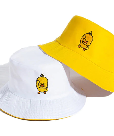 Summer Duck Reversible Bucket Hat for Women Travel Fisherman Hat Sad Boys Bob Fishing Cap Girl Outdoor Panama Beach Sun Hat