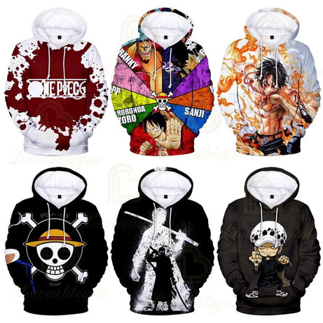 One Piece Anime Hoodie Monkey D. Luffy 6 To 19 Years Kids Sweatshirt 3D Hoodie Boys Girls Tops Children Clothes