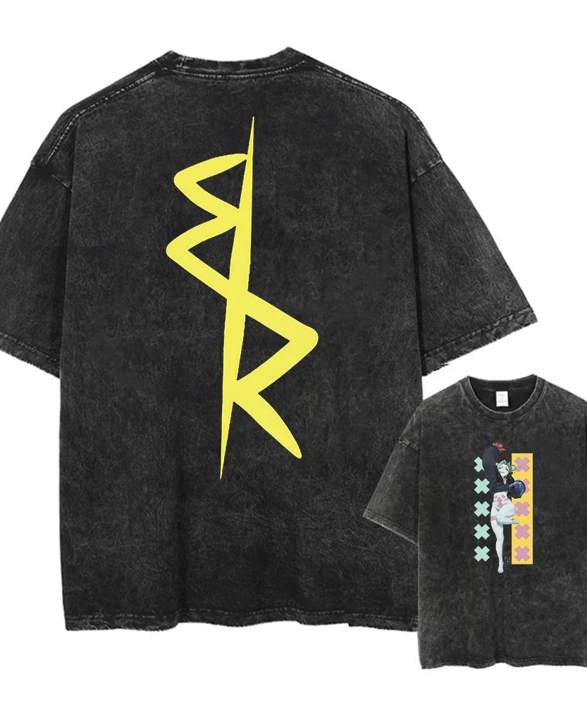 Cyberpunk Acid Anime Tee – Vintage Washed Streetwear Unisex T-Shirt