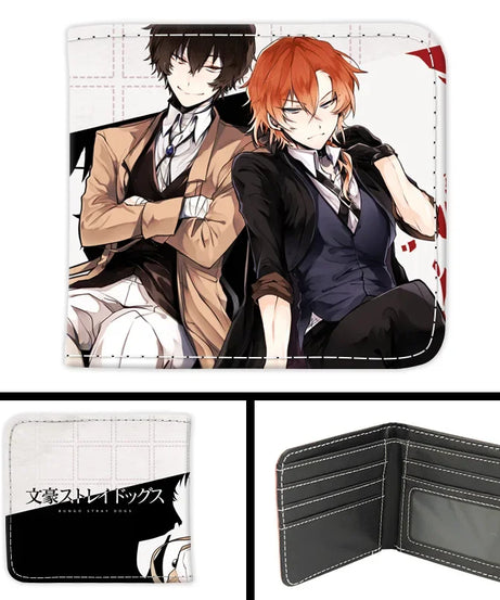 Bungo Stray Dogs Short PU Leather Anime Wallet Cute Nakajima Atsushi Dazai Osamu Folding Purse Gift for Manga Fans