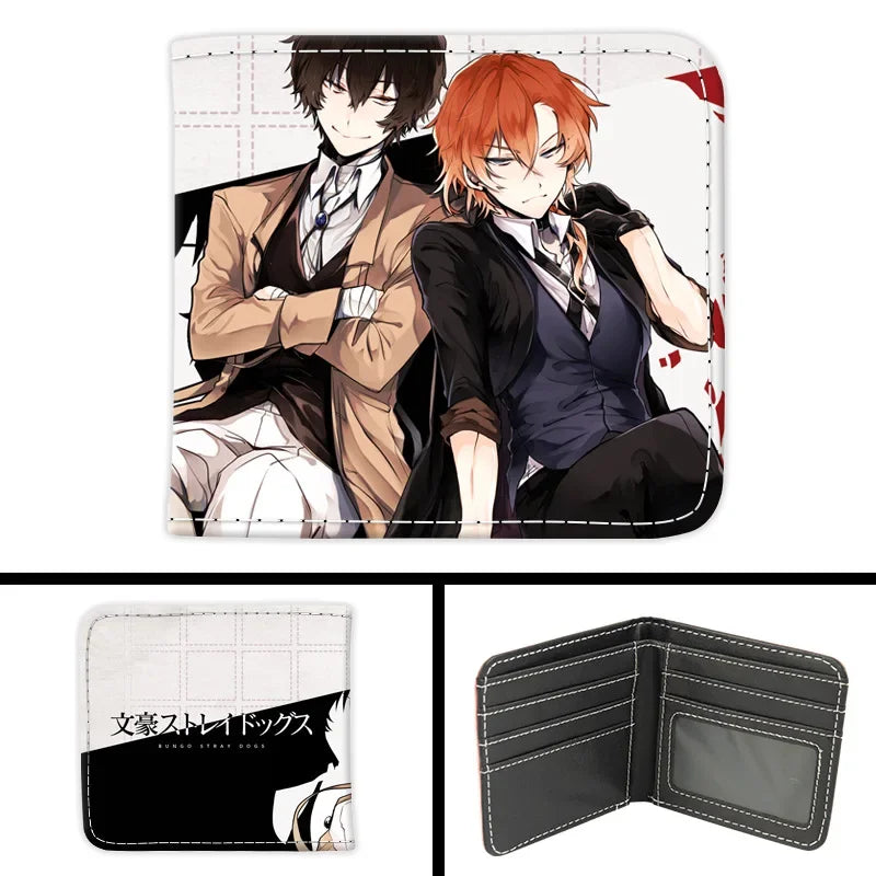 Bungo Stray Dogs Short PU Leather Anime Wallet Cute Nakajima Atsushi Dazai Osamu Folding Purse Gift for Manga Fans
