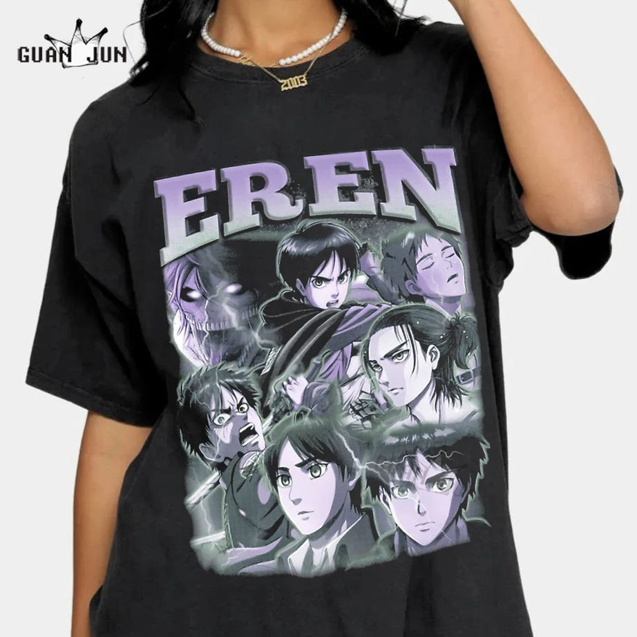 Attack on Titan Eren Print Unisex T-Shirt - Summer Harajuku Tee