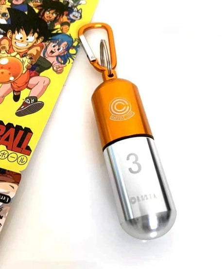 Dragon Ball Aluminum Alloy Keychain Toy Bulma Capsule Creative Keyring Portable Pill Box Container Pendant Birthday Gifts