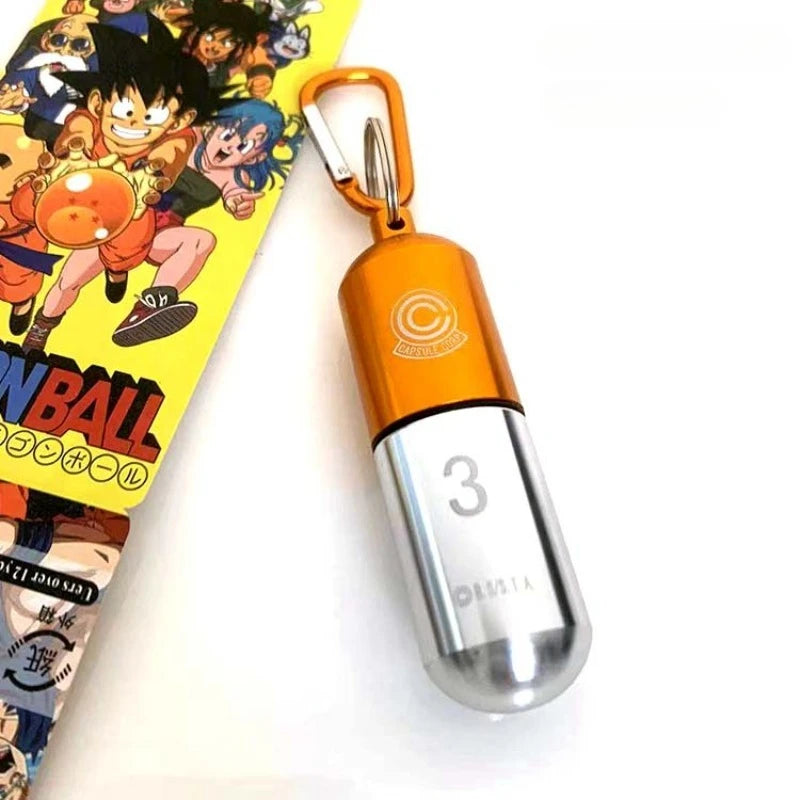 Dragon Ball Aluminum Alloy Keychain Toy Bulma Capsule Creative Keyring Portable Pill Box Container Pendant Birthday Gifts