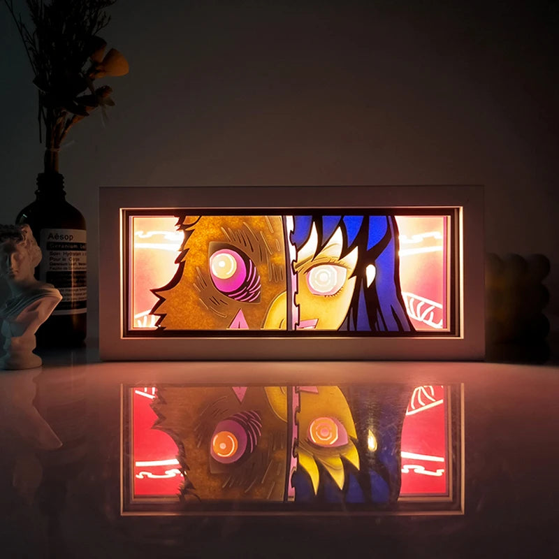 Anime  series paper-cut light room bedroom night light atmosphere light remote control colorful light box