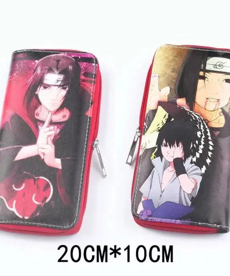 Naruto Sasuke Men Wallets Fashion Money Bag Zipper Coin Purse Female Purse Card Holder Multilayer Capacity Storage Bag Gift New