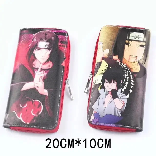 Naruto Sasuke Men Wallets Fashion Money Bag Zipper Coin Purse Female Purse Card Holder Multilayer Capacity Storage Bag Gift New