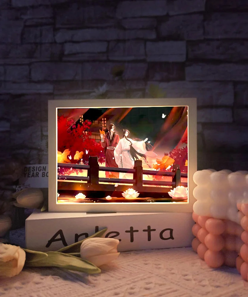 Light Painting Picture Frame Tian Guan Ci Fu Led Night Lights Xielian Huacheng Decor Bedroom Friends Charming Gifts Moon Lamps