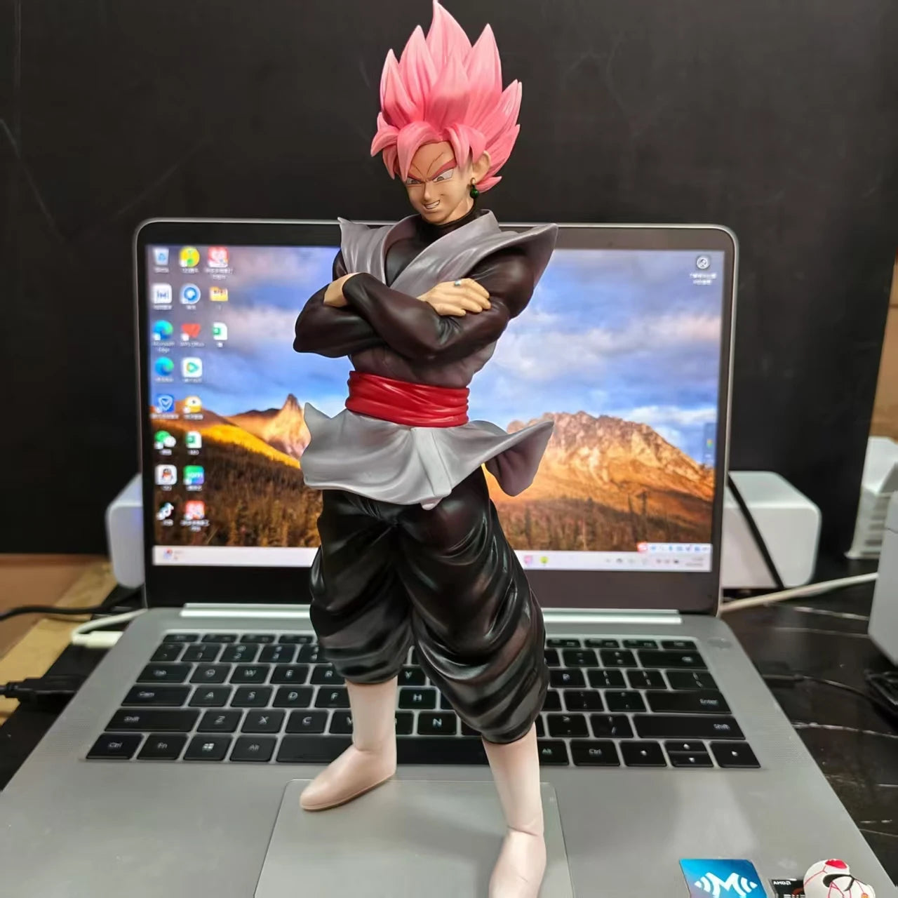 27cm Dragon Ball Z Figure Super Saiyan Goku Black Zamasu Mask Action Figure Pvc Model Statue Collection Decoration