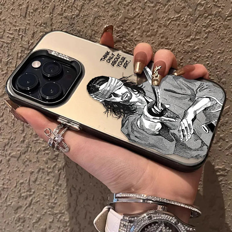 Comics Vagabond Samurai Case for iPhone SE4 16E 16 15 14 13 12 11 Pro Max XS X XR Plus 8 7 SE Plating Matte Cover