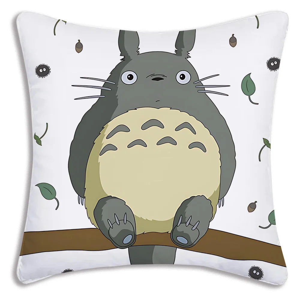 Anime T-TotoroS Kawaii Pillow Covers Cartoon Sofa Decorative Home Double-sided Printing Short Plush Cute Cushion Cover