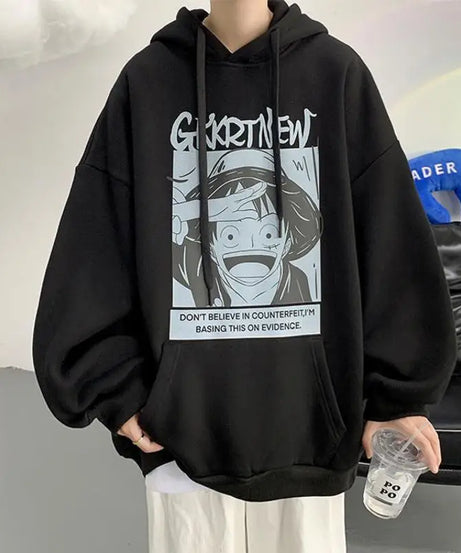Anime One Piece Monkey D. Luffy Hoodie Men Cartoon Hooded Spring and Autumn Coat Couple Loose Hoodie Top