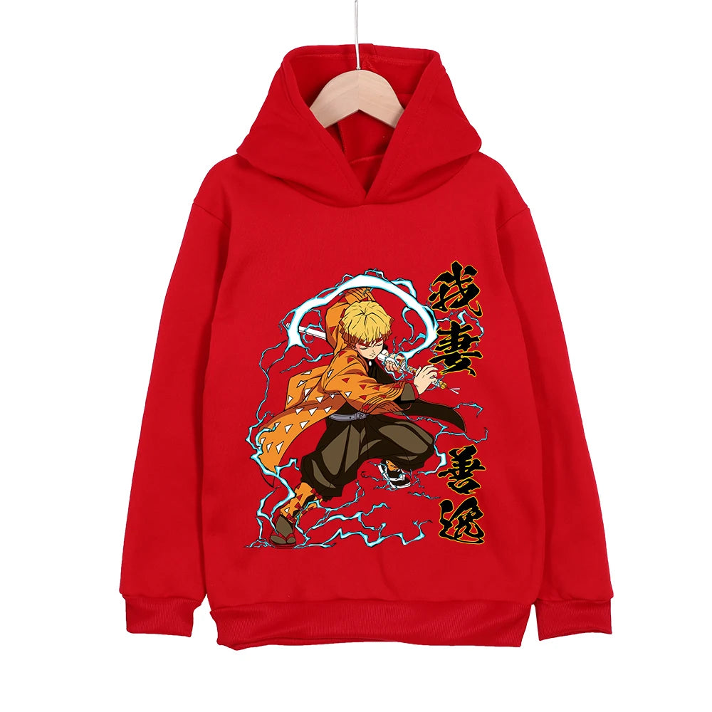 Kids Zenitsu Agatsuma Anime Cotton Hoodie – Pullover Sweatshirt Cosplay Costume 8