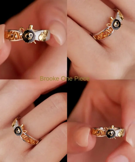 Cute One Piece Brook anime peripheral same style ring creative fashion decorative ring versatile birthday gift wholesale