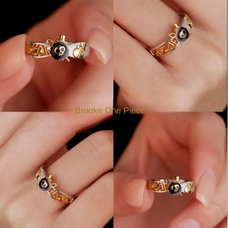 Cute One Piece Brook anime peripheral same style ring creative fashion decorative ring versatile birthday gift wholesale