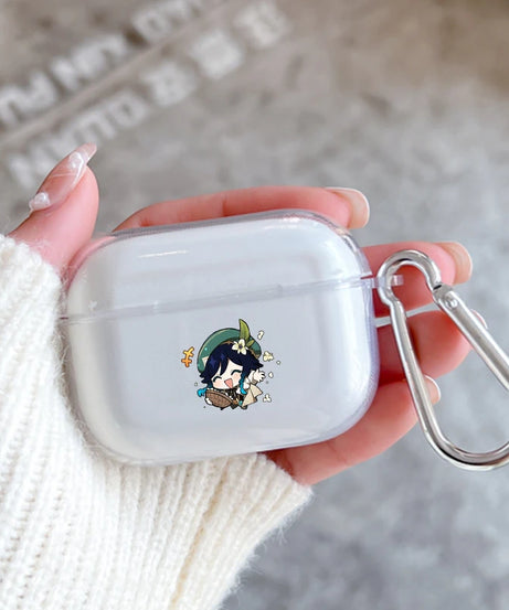 Genshin Impact Anime With Hook Case For AirPods 2 3 1 Cases For Apple AirPods Pro 2 Coque Transparent TPU Earphone Cover