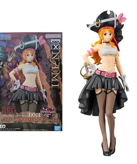 19CM Anime One Piece Nami Black Clothes Action Figure ONE PIECE FILM RED Dress Up Figurine PVC Collectible Model Toy