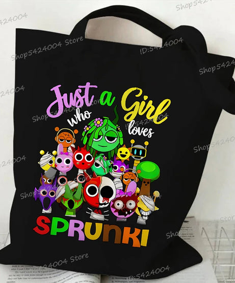 Anime Sprunki Incredibox Game Handbags Women Men Large Capacity No Zipper Canvas Tote Bag Sprunki Figure Shoulder Bag